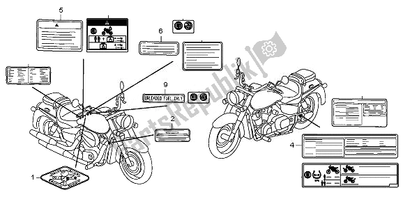 Tutte le parti per il Etichetta Di Avvertenza del Honda VT 750C 2008