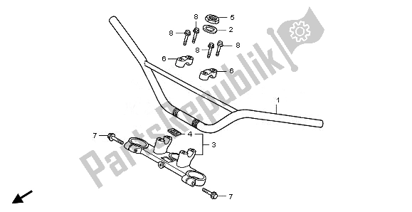 Todas as partes de Lidar Com Tubo E Ponte Superior do Honda CRF 150 RB LW 2008