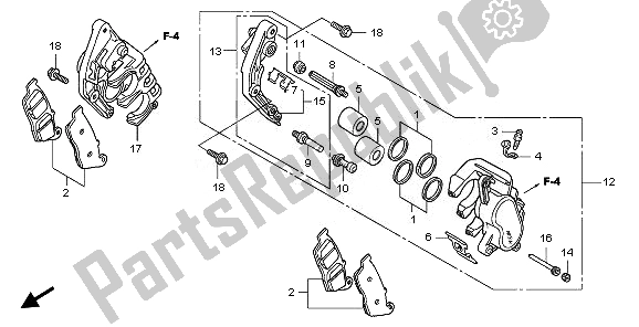 All parts for the Front Brake Caliper of the Honda CBF 1000 2008