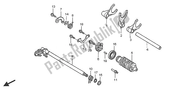 All parts for the Gearshift Drum of the Honda VTX 1300S 2005