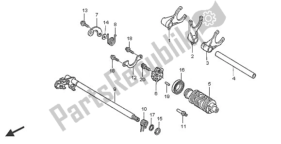 All parts for the Gearshift Drum of the Honda VTX 1300S 2005