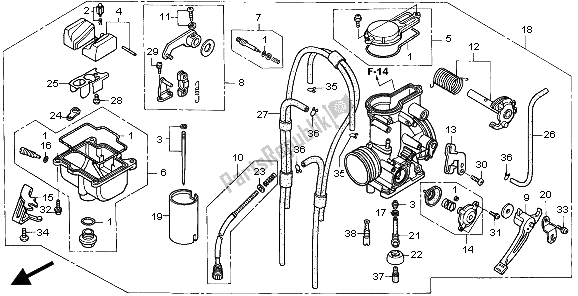 All parts for the Carburetor of the Honda XR 650R 2001