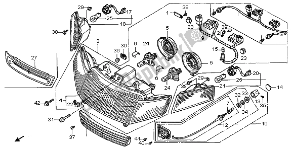 All parts for the Headlight (uk) of the Honda GL 1500 SE 1995