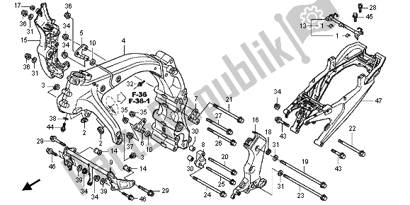 All parts for the Frame Body of the Honda CB 1000R 2012