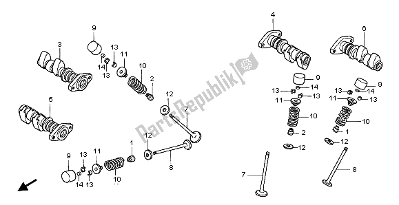 Todas las partes para árbol De Levas Y Válvula de Honda XL 1000V 2003