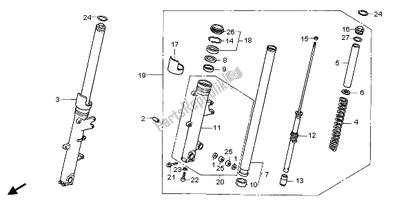 Todas as partes de Garfo Dianteiro do Honda CBR 1100 XX 1997