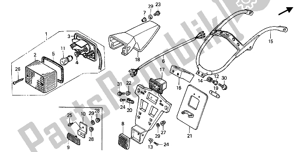 All parts for the Taillight of the Honda XR 600R 1990