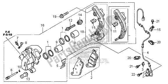 Todas as partes de Pinça De Freio Dianteiro do Honda CBR 500 RA 2013