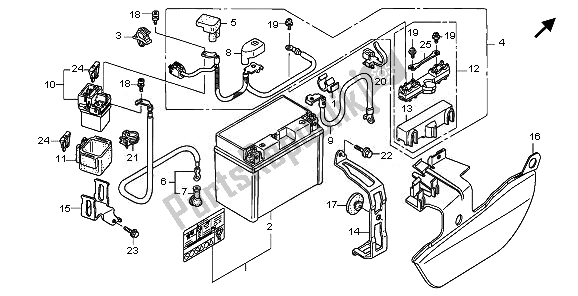 All parts for the Battery of the Honda ST 1300A 2010