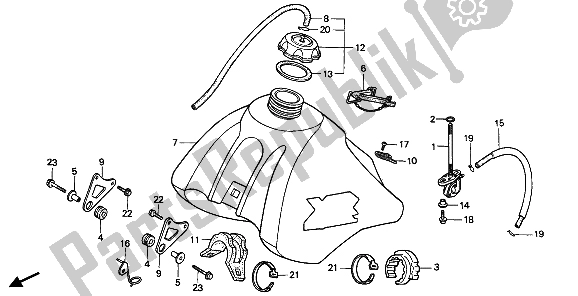 Alle onderdelen voor de Benzinetank van de Honda XR 250R 1986