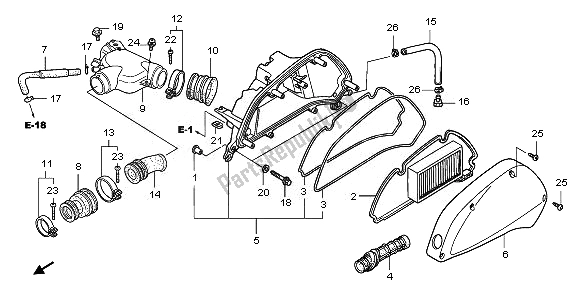 All parts for the Air Cleaner of the Honda PES 125R 2011