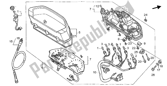 Alle onderdelen voor de Meter (mph) van de Honda NX 650 1998