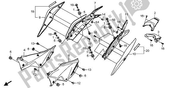 Tutte le parti per il Coperchio Laterale E Cappuccio Posteriore del Honda CBR 250R 2011