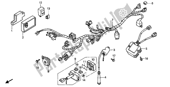 All parts for the Wire Harness & Ignition Coil of the Honda NX 650 1989