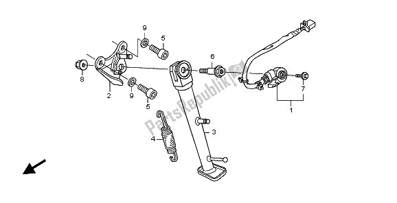 All parts for the Stand of the Honda CB 600F Hornet 2008