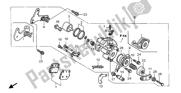 Alle onderdelen voor de Achter Remklauw van de Honda TRX 400 EX Fourtrax 2001