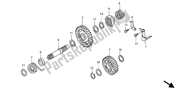 Todas as partes de Chute O Fuso De Partida do Honda CRF 250X 2004