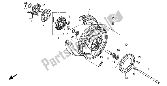 All parts for the Rear Wheel of the Honda ST 1100 1999