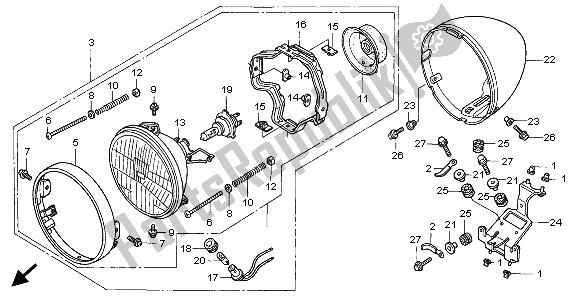 Tutte le parti per il Faro (eu) del Honda VT 750C2 1999