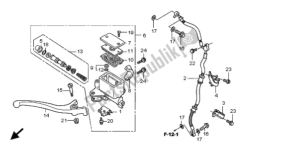 All parts for the Fr. Brake Master Cylinder of the Honda SH 125 2010