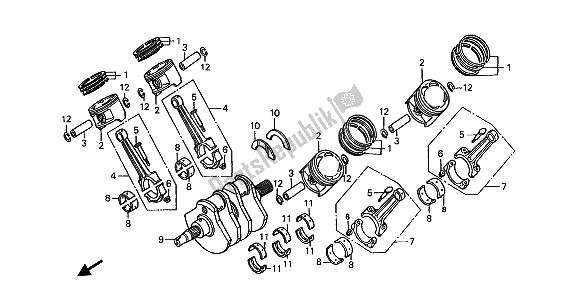 Tutte le parti per il Albero Motore E Pistone del Honda ST 1100 1993