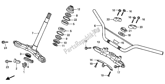 Todas las partes para Tubo De Manija Y Puente Superior Y Vástago De Dirección de Honda XR 80R 1987