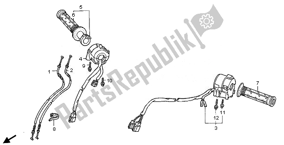 Tutte le parti per il Interruttore E Cavo del Honda VFR 800 2008