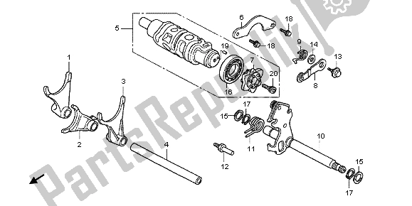 All parts for the Gearshift Drum of the Honda VFR 800X 2012