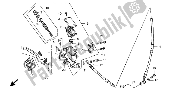 All parts for the Fr. Brake Master Cylinder of the Honda CRF 450X 2009