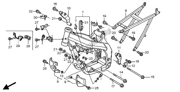 All parts for the Frame Body of the Honda CRF 450R 2008