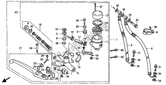Alle onderdelen voor de Fr. Hoofdremcilinder van de Honda VFR 400R3 1991