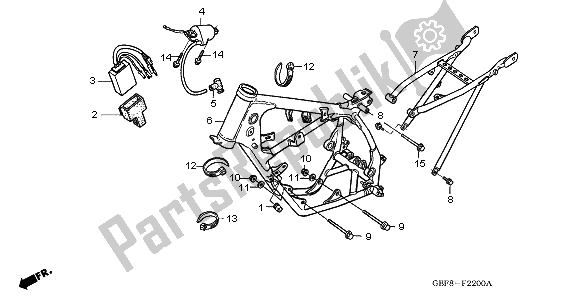 All parts for the Frame Body of the Honda CR 85 RB LW 2003