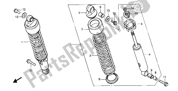 All parts for the Rear Cushion of the Honda CMX 450C 1988