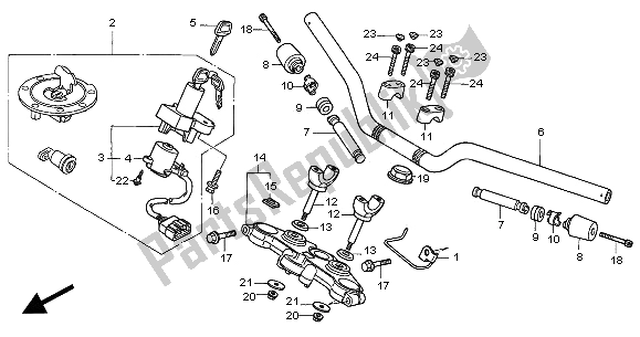 Tutte le parti per il Gestire Il Tubo E Il Ponte Superiore del Honda CB 500S 2002