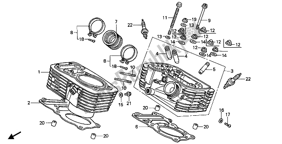 Todas las partes para Cilindro Y Culata (trasera) de Honda VT 600C 1993