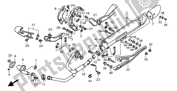 All parts for the Exhaust Muffler of the Honda VTX 1800C 2002