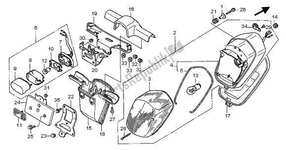 Tutte le parti per il Fanale Posteriore del Honda GL 1500C 2002