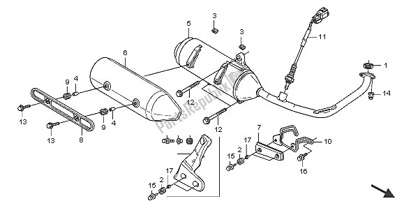 All parts for the Exhaust Muffler of the Honda FES 125 2005