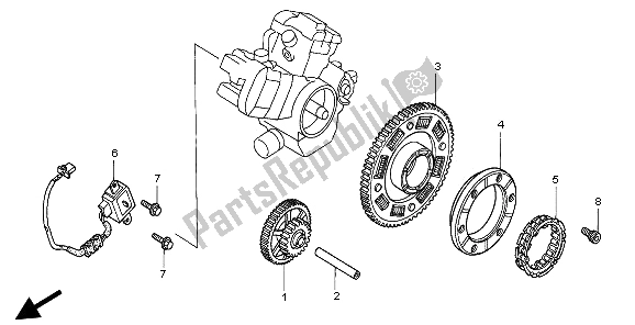 All parts for the Pulse Generator & Starting Clutch of the Honda VTR 1000F 1997