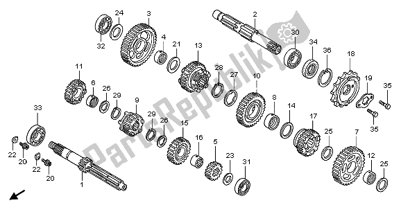 Todas as partes de Transmissão do Honda XL 125V 2006