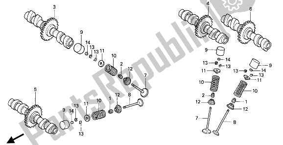 All parts for the Camshaft & Valve of the Honda VF 750C 1994