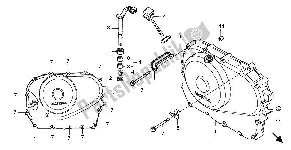All parts for the Right Crankcase Cover of the Honda NT 700V 2007