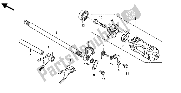 All parts for the Gearshift Fork & Gearshift Drum of the Honda TRX 500 FA Fourtrax Foreman Rubican 2009