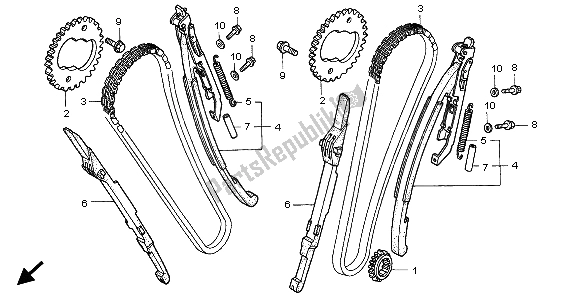 Tutte le parti per il Catena A Camme E Tenditore del Honda VT 1100C2 1999