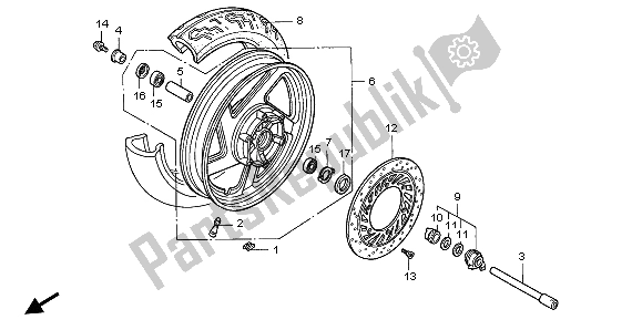 Tutte le parti per il Ruota Anteriore del Honda VF 750C 1999