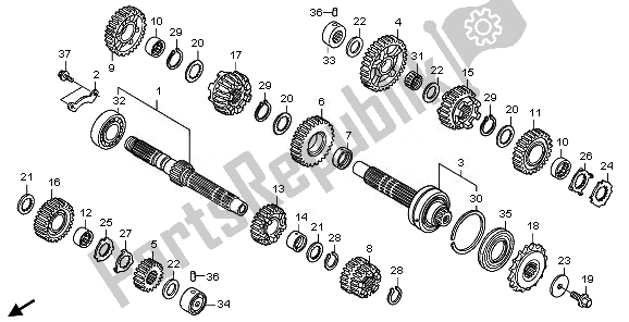 All parts for the Transmission of the Honda XL 1000V 2008