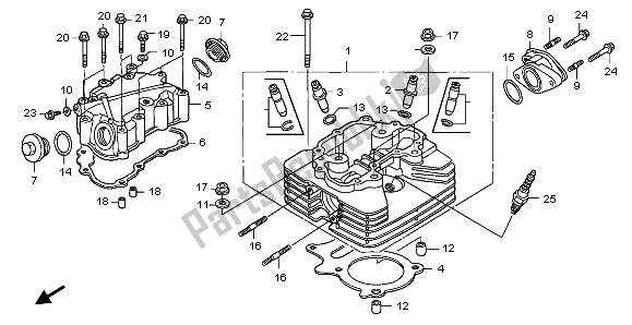 All parts for the Cylinder Head of the Honda TRX 250 EX Sporttrax 2001