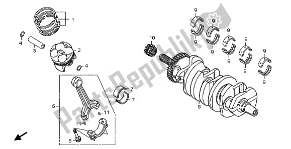 All parts for the Crankshaft & Piston of the Honda CBR 600 RR 2008