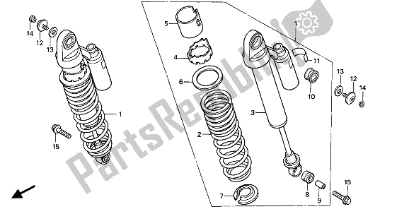 All parts for the Rear Cushion of the Honda CB 750F2 1994