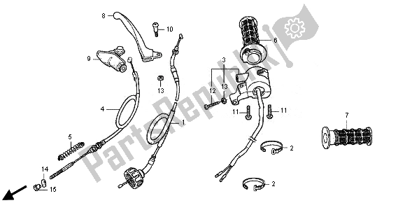 All parts for the Handle Lever - Switch - Cable of the Honda CRF 50F 2014